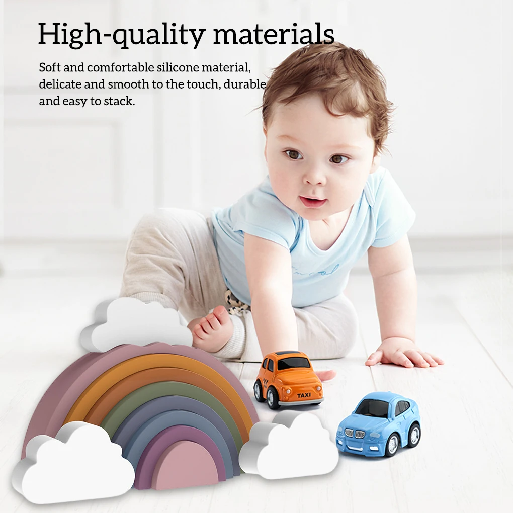 

8 Pieces Toddlers Building Blocks Multicolored Soft Stacking Toys Portable Safe Teether Toy Baby Party Favors Supplies