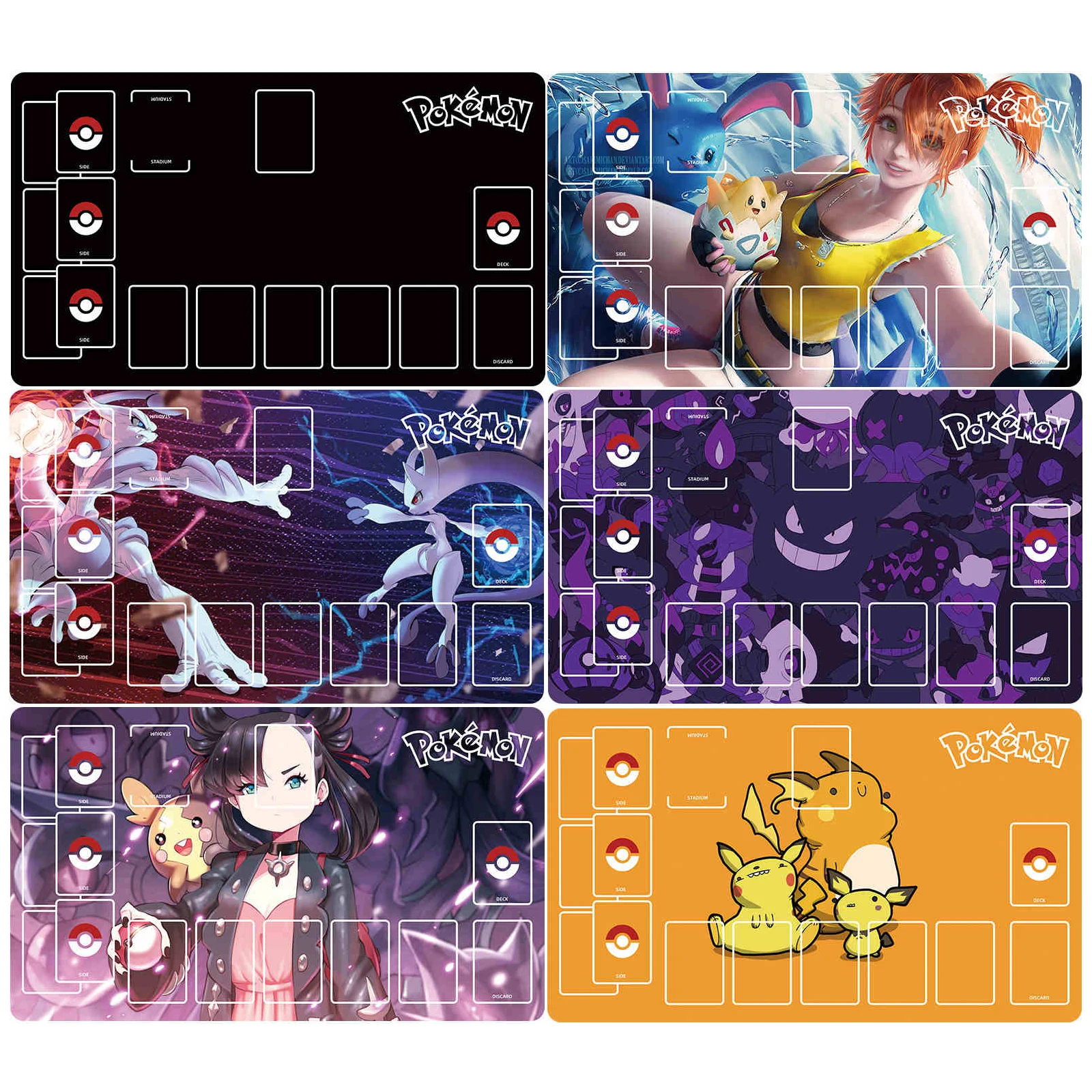 600X350X2Mm Ptcg Gengar Card Battle Table Mat Trainer Marnie Single Player Настольная игра Карточный боевой коврик