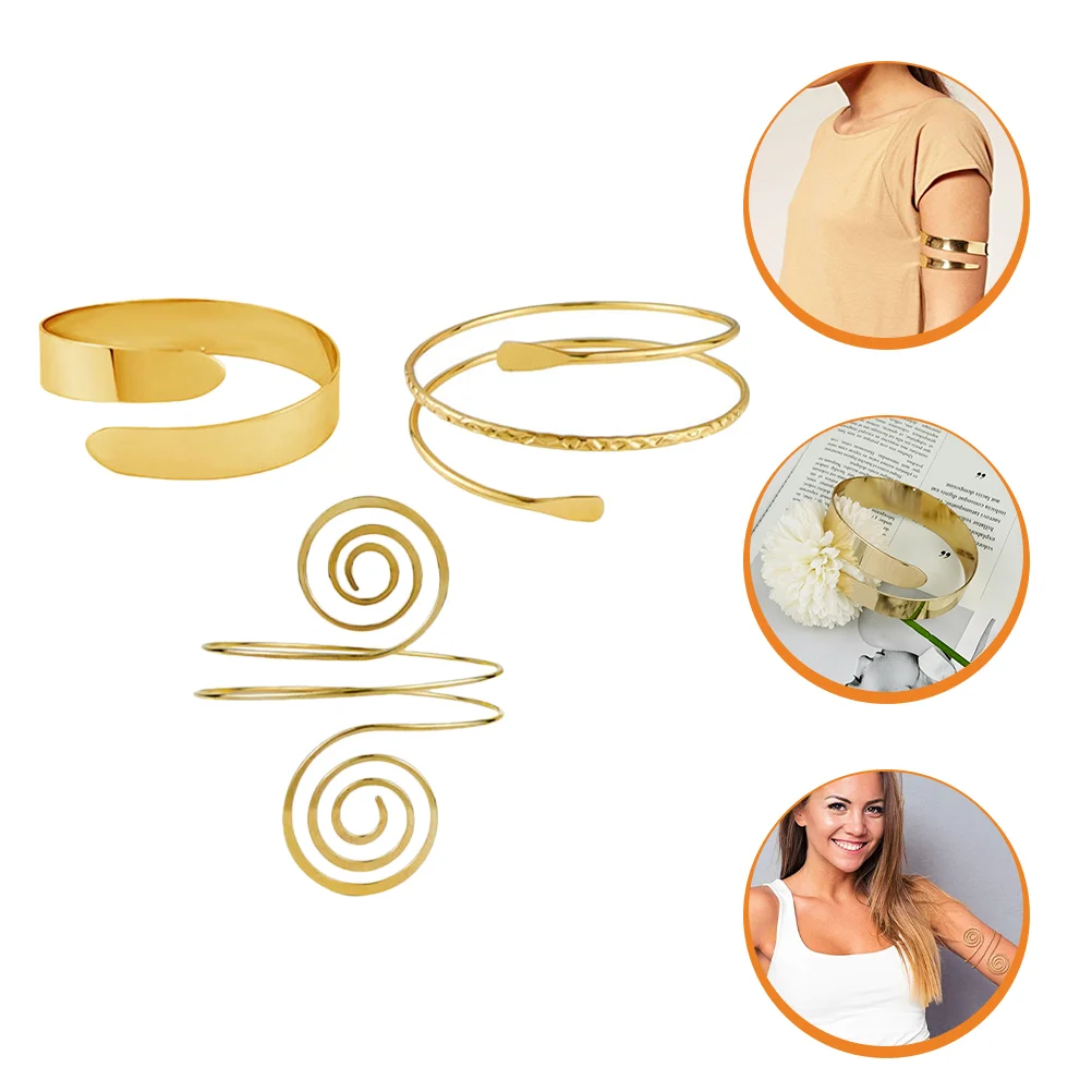 

3pcs Arm Cuff Fashion Upper Arm Band Cuff Bracelet Women Gold Jewelry Armband Set