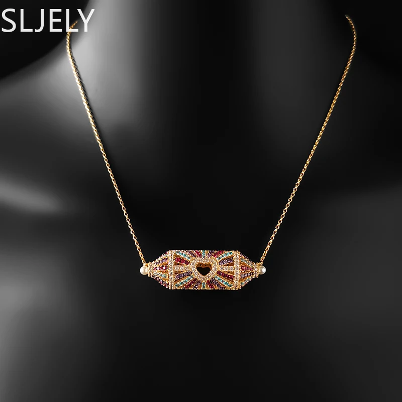 Женская разноцветная Подвеска из серебра 925 пробы с геометрическим рисунком |