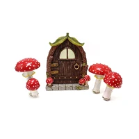 jmt mini mushroom resin crafts garden decoration courtyard luminous mushroom door and window plugin creative ornaments figurines