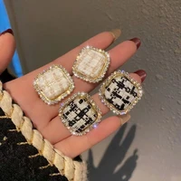 new fashion trend unique design elegant delicate colorblock rhinestone stud earrings womens jewelry party gift wholesale