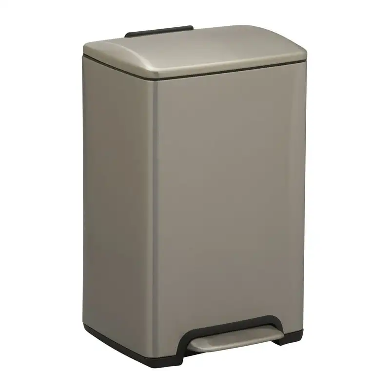 

3.96 Gallon/15 Liter Stainless Steel Step on Trash Can with Removable Liner and Stay-Open Lock Lid Garbage bag holder Kitchen it