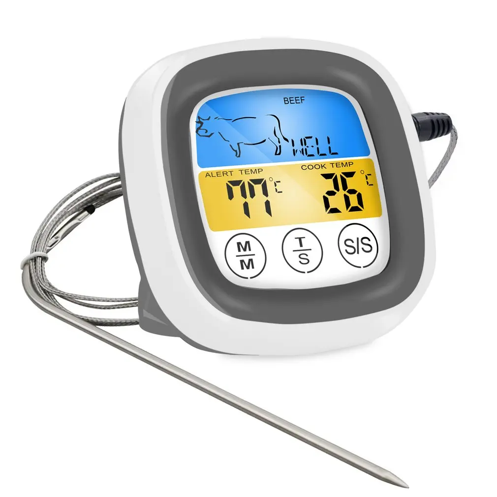 

Digital Meat Kitchen Thermometer Stainless Waterproof Probe Oven Cooking BBQ Temperature Meter With touch LED Display KitchenToo