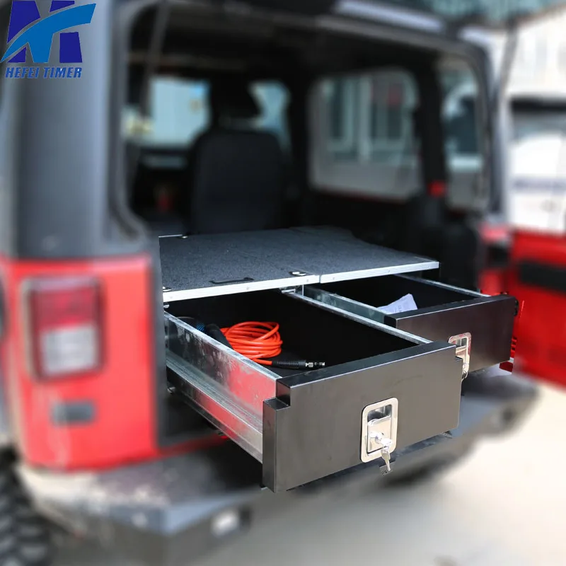 4x4 SUV Car Aluminum Drawer Vehicle Van System Trunk Sliding Security Locker Rear Tool Cargo Bed Organizer