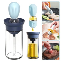 kitchen oil bottle with silicone brush baking barbecue grill oil brush dispenser oil sauce seasoning can container for cooking