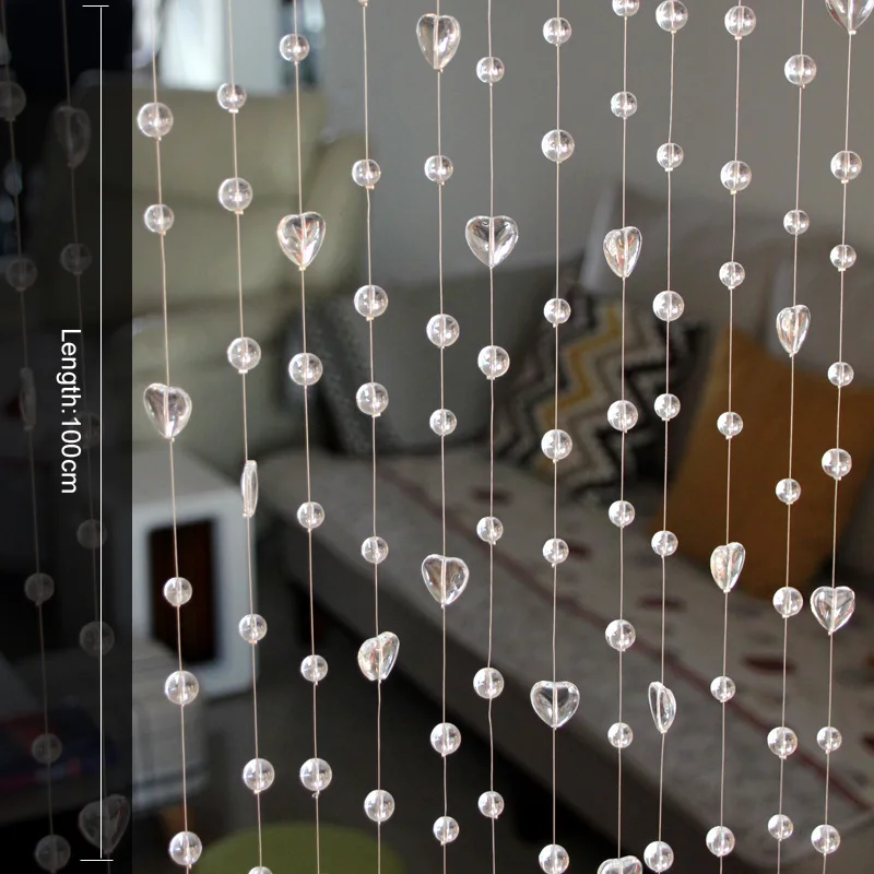 10 шт. 100 см хрустальная занавеска из бисера романтическое сердце любви модное