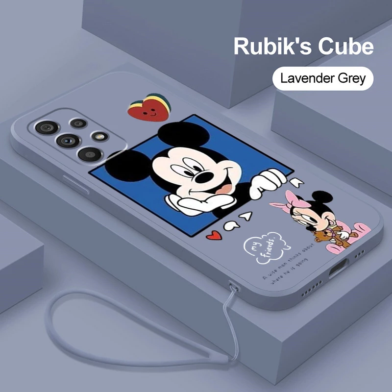 

Liquid Rope Cover Disney Mickey Donald Duck Phone Case For Samsung A73 A53 A33 A52 A32 A23 A22 A71 A51 A21S A03S A50 A30 5G
