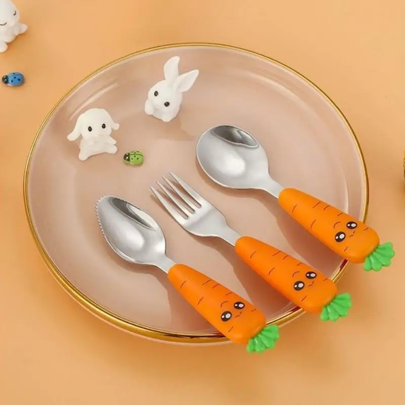

Детская посуда, Детские принадлежности для кормления, набор детской посуды в виде моркови, 3 предмета, из нержавеющей стали, с коробкой