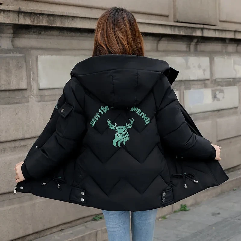 Down Cotton Coat Womens 2022 Autumn Winter New Korean Fashion Loose Casual Padded Jacket Women Large Size Short Thick Parkas