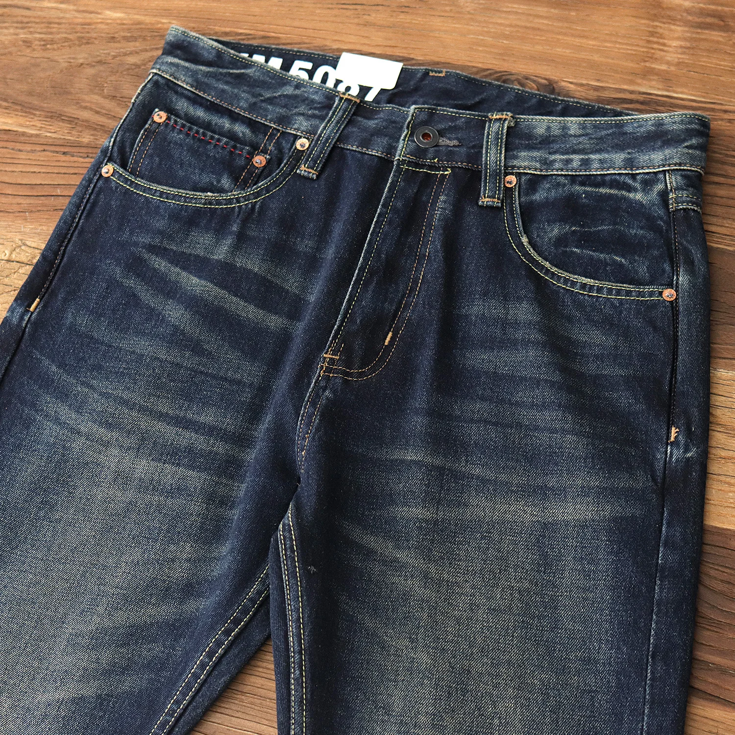 Американские джинсы в стиле ретро мужские потертые старые прямые темные