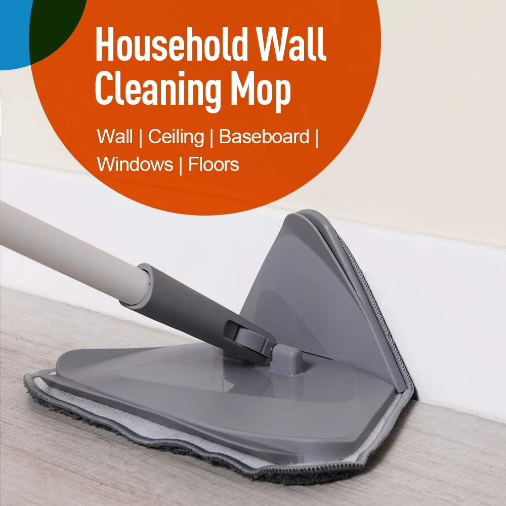 

Triangle Mop Wall Dust Mop Wall Cleaning Mop with Long Adjustable Handle Microfiber Mop Pad for Wall Dust Removal Window Clean