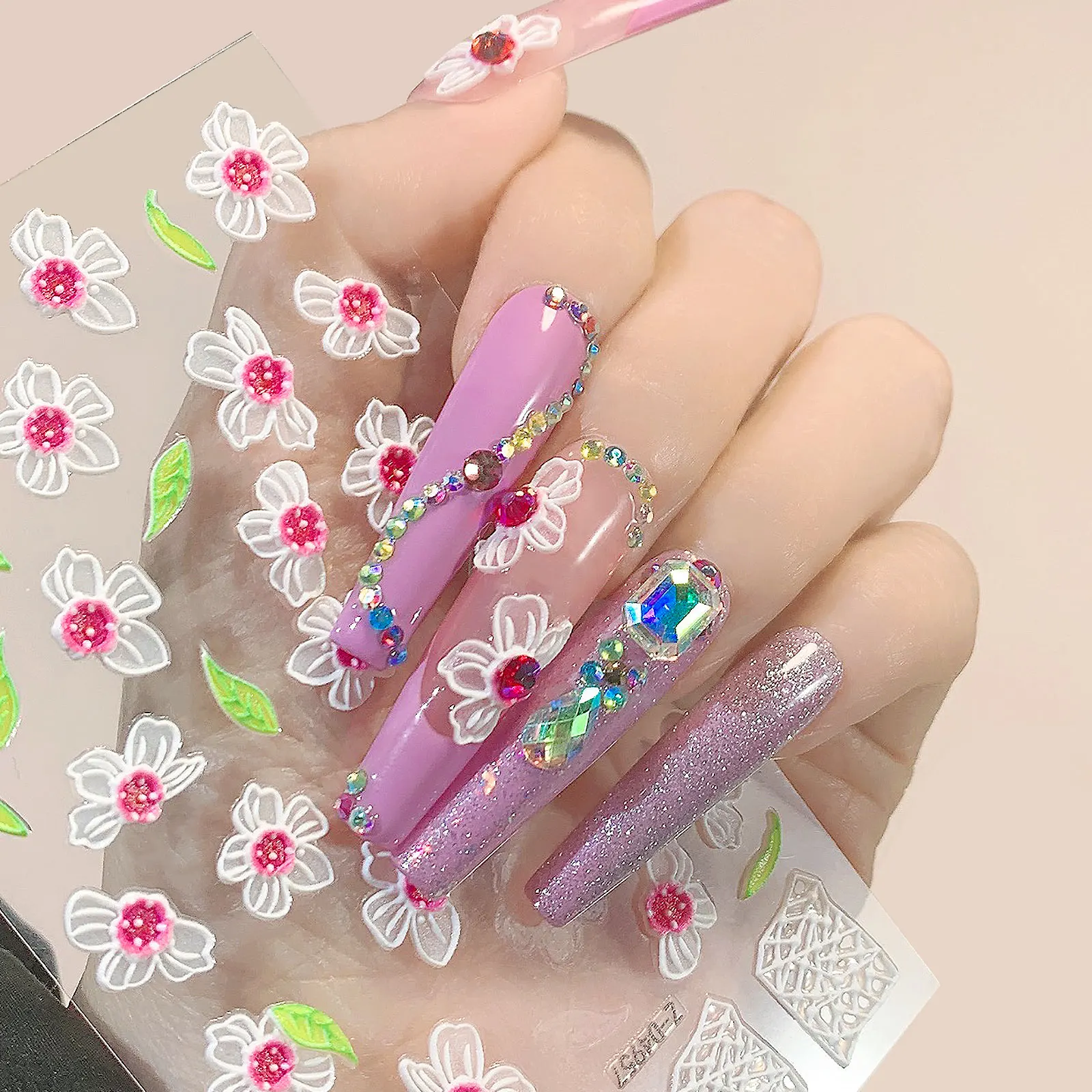 Наклейки для ногтей Misscheering 5D высушенные цветы кружевные гелевые наклейки