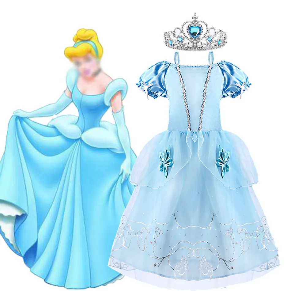 

2 4 6 8 Years Girls Cinderella Dress Carnival Costume Kids Princess Party Costume Accessories Baby Girl Birthday Party Dress