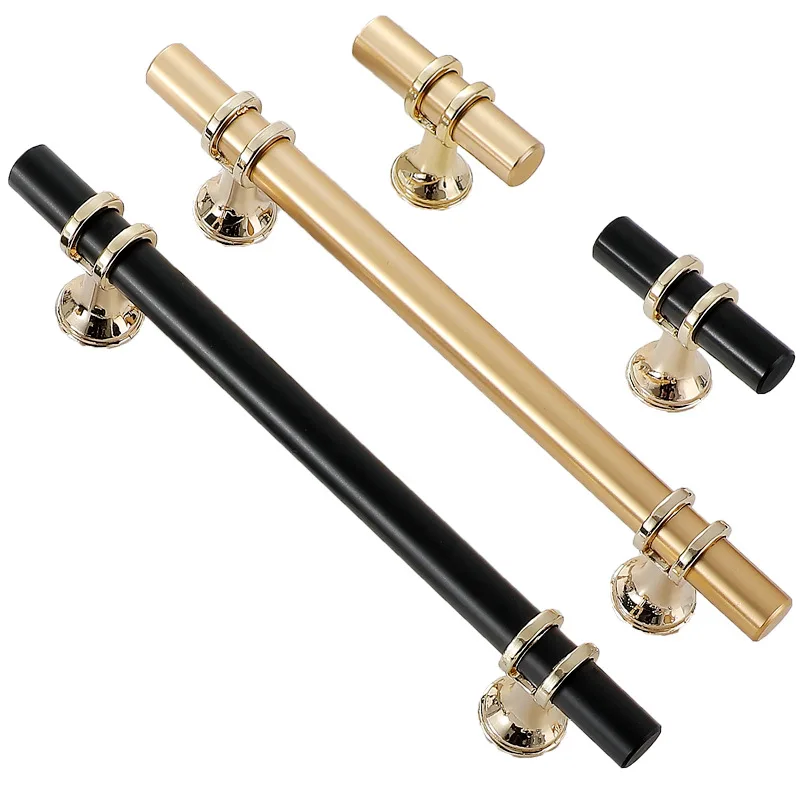 

Modern Zinc Alloy Gold Door Handles Kitchen Cabinet Handles Solid Drawer Knobs Fashion Furniture Handle Hardware Accessories