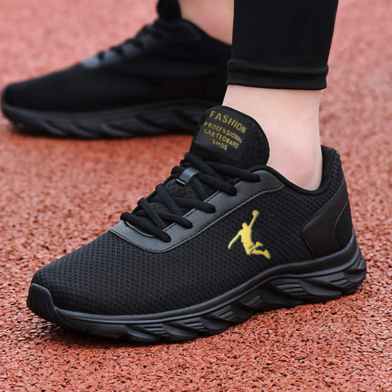 Free Shipping Mesh Breathable Sneakers Men Lightweight Black