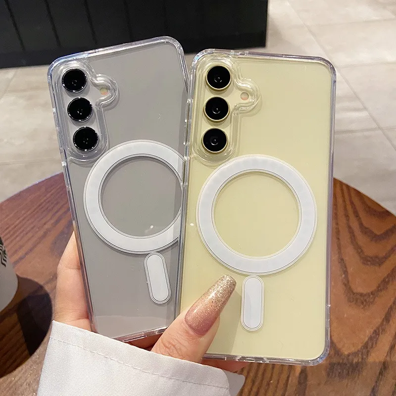 Фото Чехол S26 S25 Ultra из акрила, прозрачный, для Samsung Galaxy S26 S25 S24 Ultra Plus, магнитный, ударопрочный, тонкий, прозрачный Чехлы-накладка №1