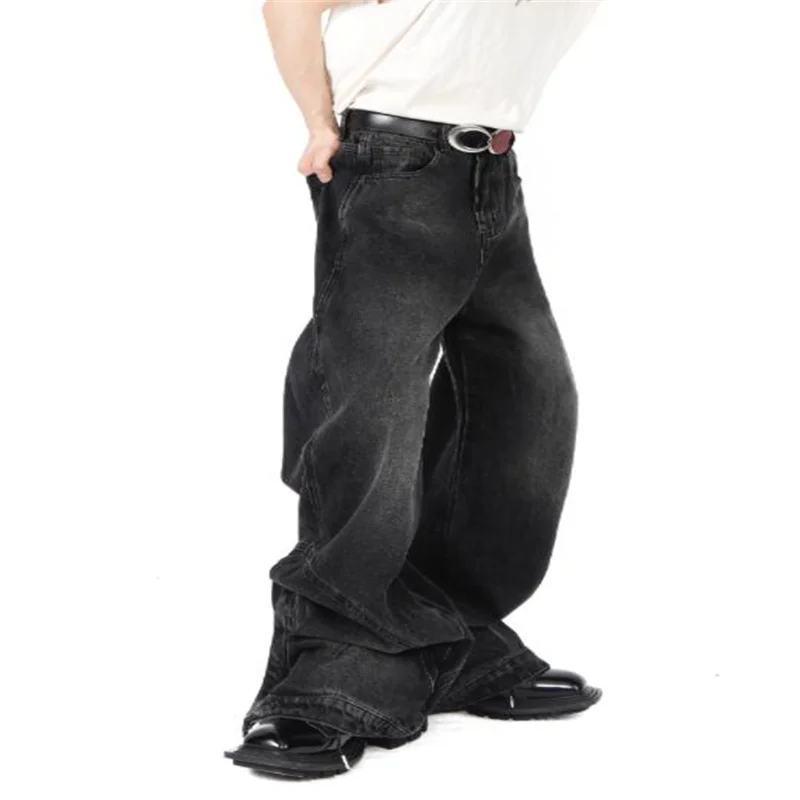 

Original Mens Pants Trousers Niche Deconstruction Irregular Heavy-Duty Jeans With Split Design Sense Of Slightly Flared Casual