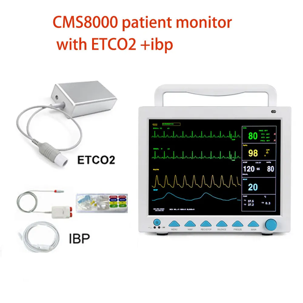 

CMS8000 12.1" ICU Patient Monitor Multi Parameter ETCO2 IBP ECG NIBP SPO2 PR RESP TEMP Vital Signs Monitor Medical Device