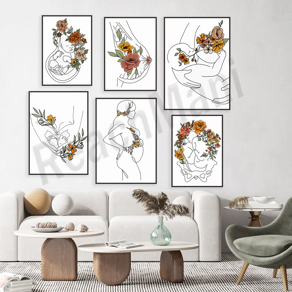 Цветочная грудь матка искусство для беременных близнецов печать на грудном