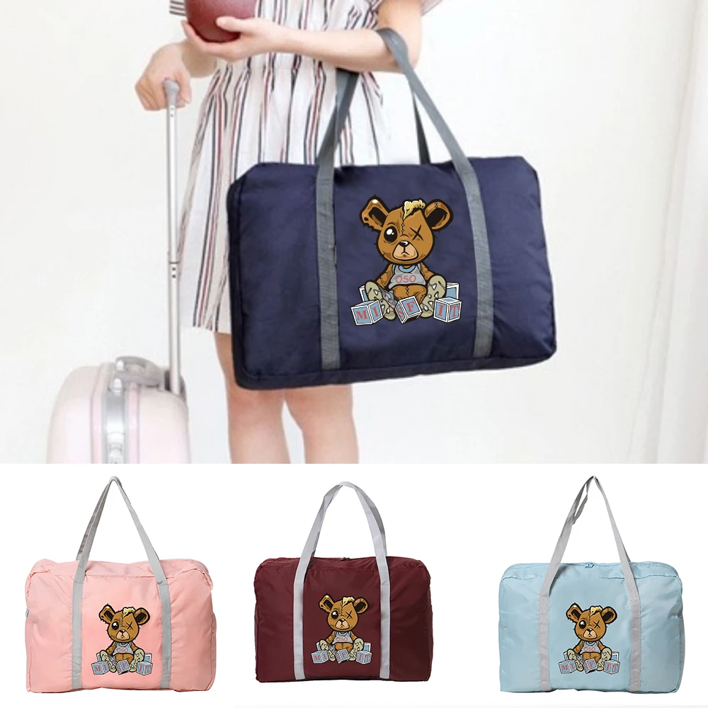 

Foldable Travel Bag Women Large Capacity Travel Bags Leisure Waterproof Lightweight Handbag Zipper Layered Portable Duffle Bag