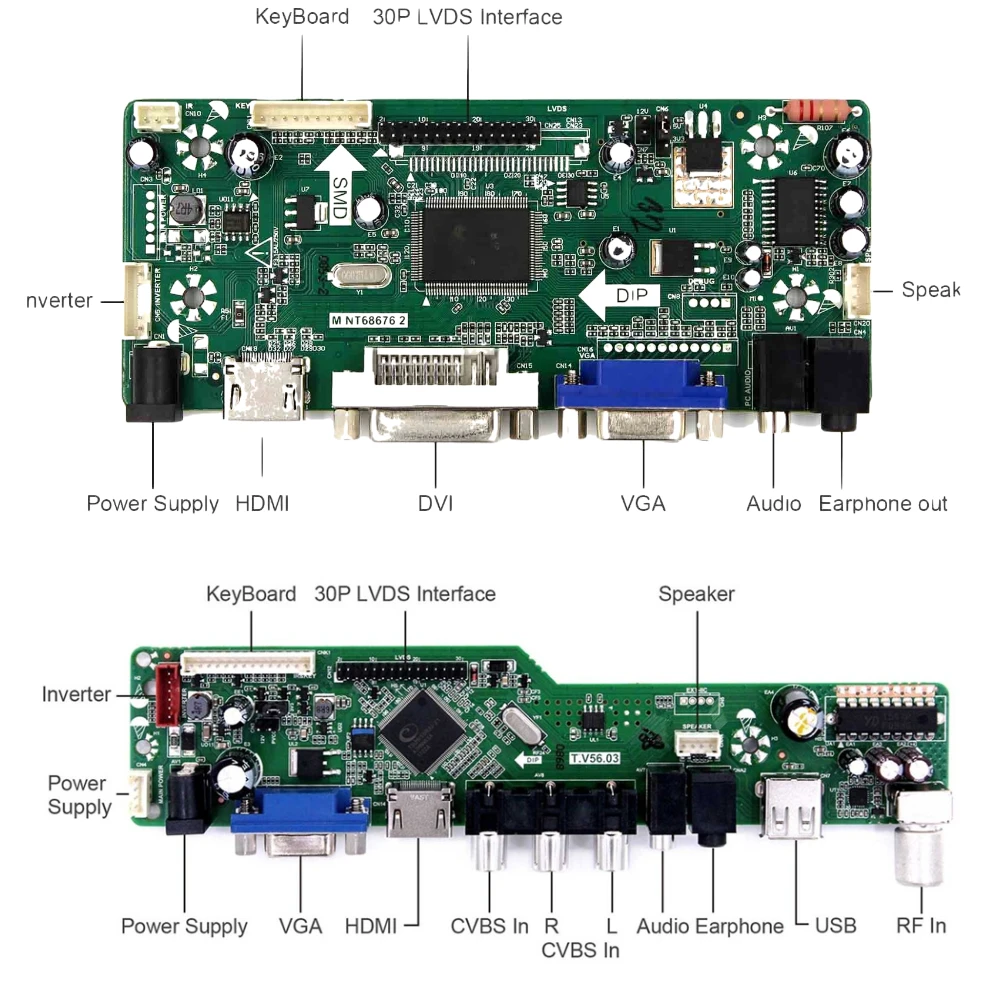 

New TV56 Controller board Kit LTM200KT10 LTM200KT12 LTM200KT13 TV+HDMI+VGA+AV+USB LCD LED screen Controller Board