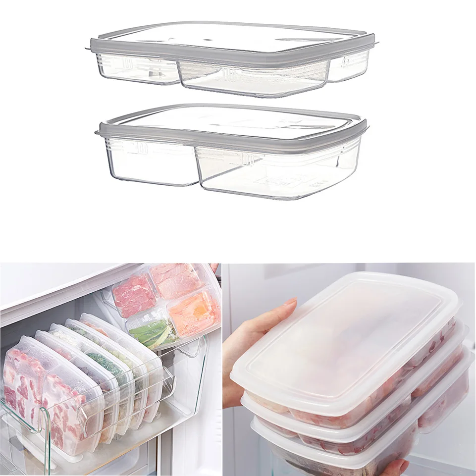 

2/4 Compartments Divided Refrigerator Crisper Food Storage Containers With Lids Food Containers Microwave Oven Dinnerware