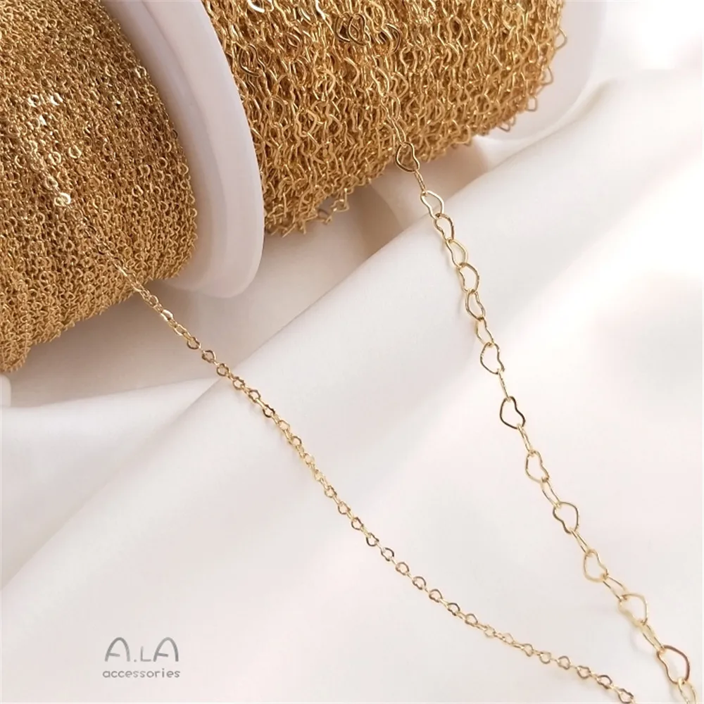 Купи 14K clad gold chain peach heart love heart-shaped chain diy handmade necklace bracelet extension chain jewelry materials за 63 рублей в магазине AliExpress