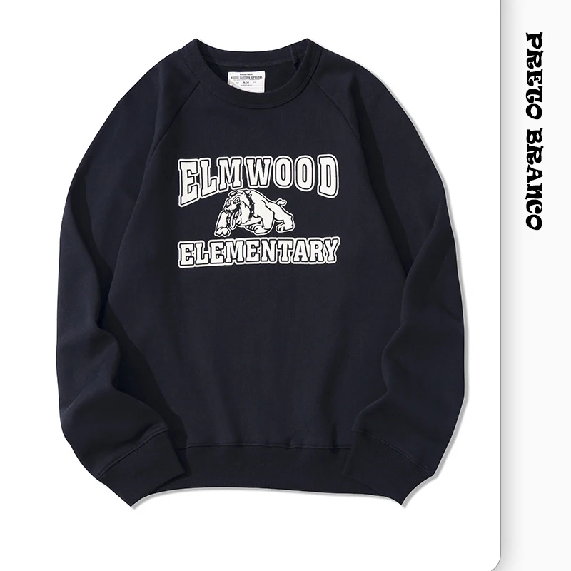 Новинка Осень-зима 2021 тяжелый махровый пуловер с принтом и рукавом реглан