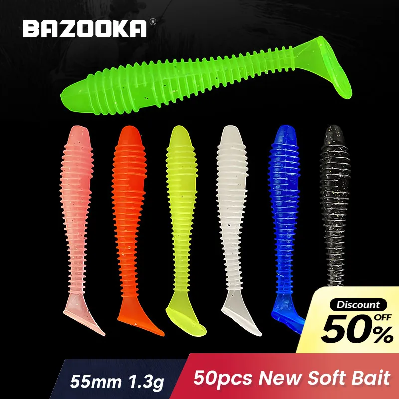 

Bazooka Fishing Soft Lures Silicone Bait Wobblers Worm Easy Shiner Shad Swimbait Jig Head Bass Artificial Tackle Pike