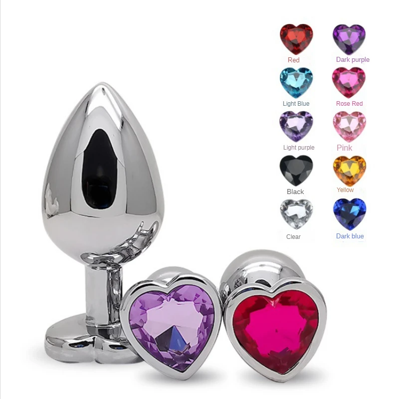 Metal Silver Anal Plug Heart Diamond Butt Stainless steel Buttplug Dilator Prostate Massager Sex Toys for Men Women |