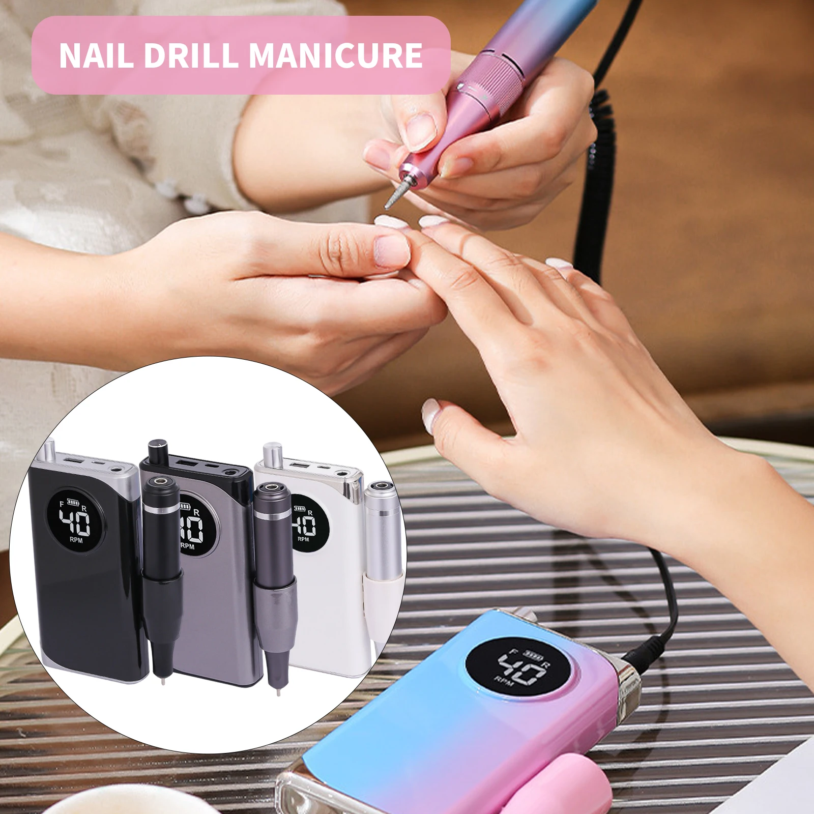 2022 New Gradual Color Nail Polish Machine Portable Rechargeable Nail Drill Manicure Machine Beauty