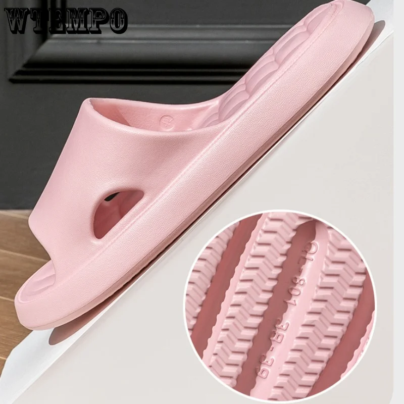 WTEMPO Women Slippers Thick Bottom Bathing Silent Non-slip Beach Shoes Couples Sandal Fashion Platform Soft Flip Flops Wholesale