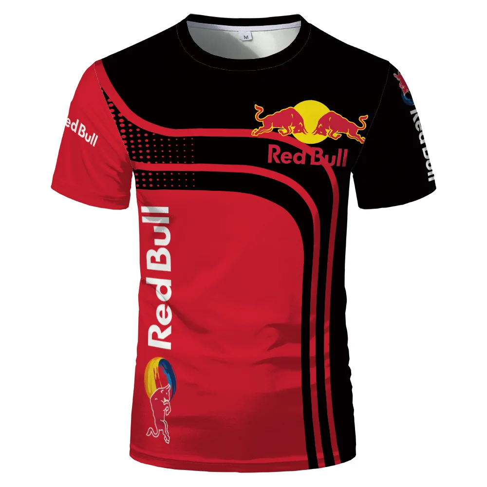 

Men's Summer Red and Black Stitching T-shirt 3D Passion Sports Short-sleeved Fashion Street Men's Racing Casual Sports Top