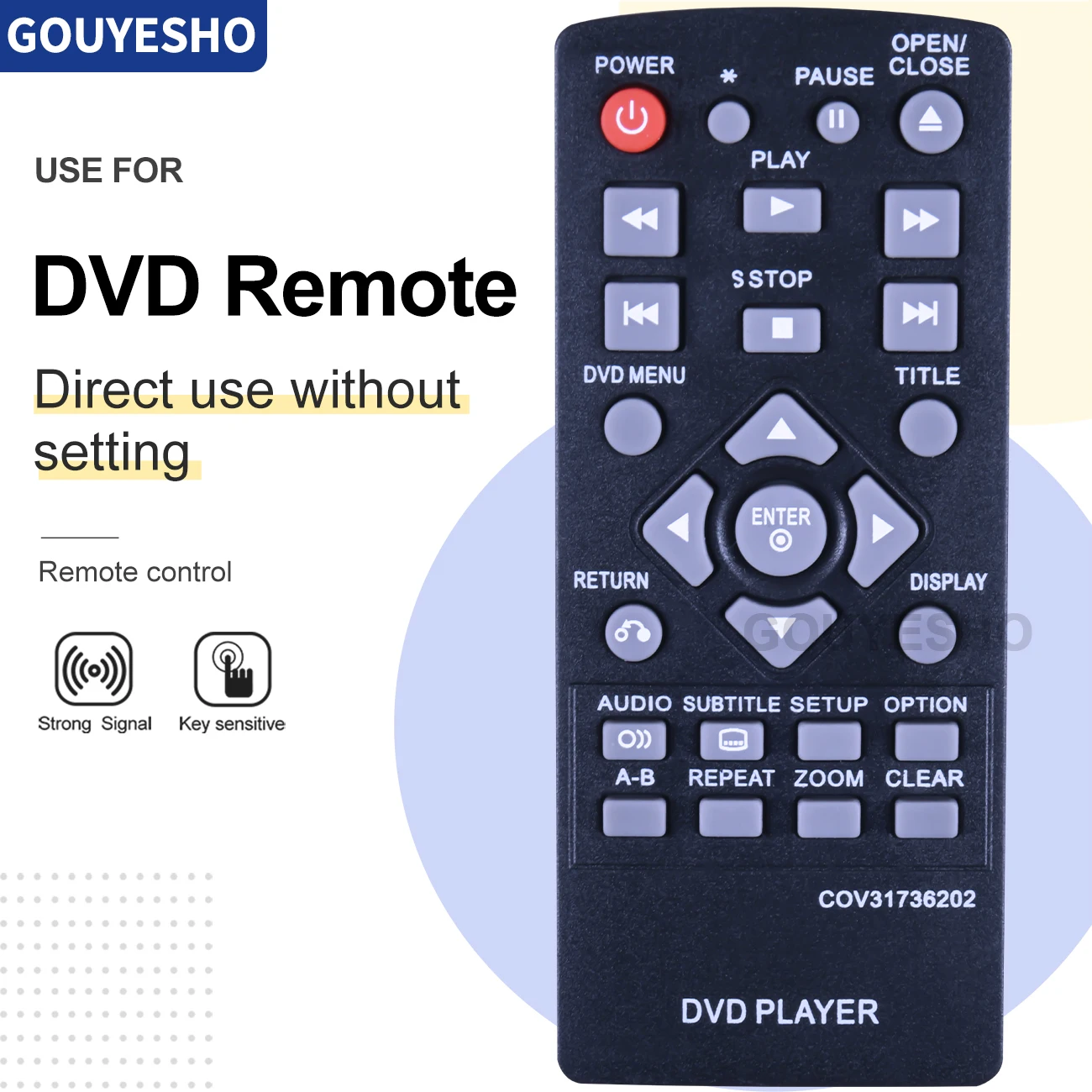 Новый COV31736202 используется для пульта дистанционного управления DVD-плеером DP132 DP132NU