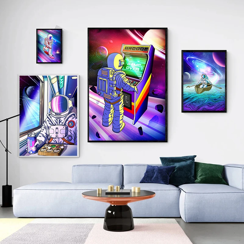 

Modern Poster Fantasy Space Astronaut Traveller Home Decorate Bar Abstract Picture Bedroom Study Tavern Wall Canvas Painting