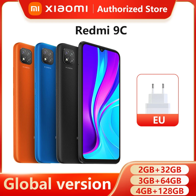 Global Version Xiaomi Redmi 9C 3GB 64GB /4GB 128GB Smartphone 6.53 inch 13MP Triple Camera 5000mAh MTK Helio G35 Octa core 4G