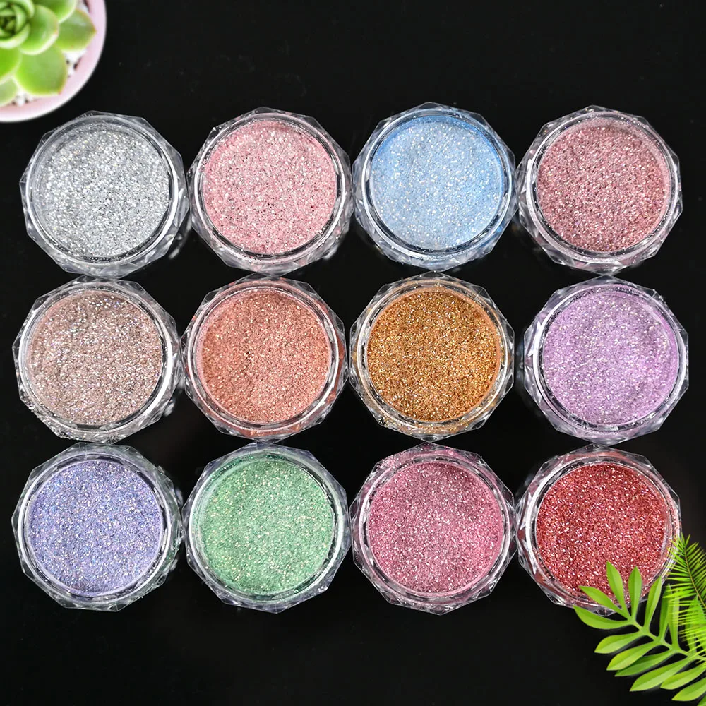 

1Jar Nail Art Sugar Powder 12 Colorful Dipping Powder Dust Nail Art Pigment Glitter Laser Sequin Decoration Manicure Glitter FT1