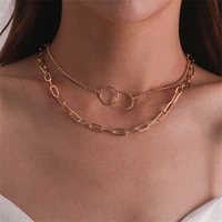 new multi layer chain necklace creative retro simple personalized alloy metal womens fashion collarbone chain jewelry