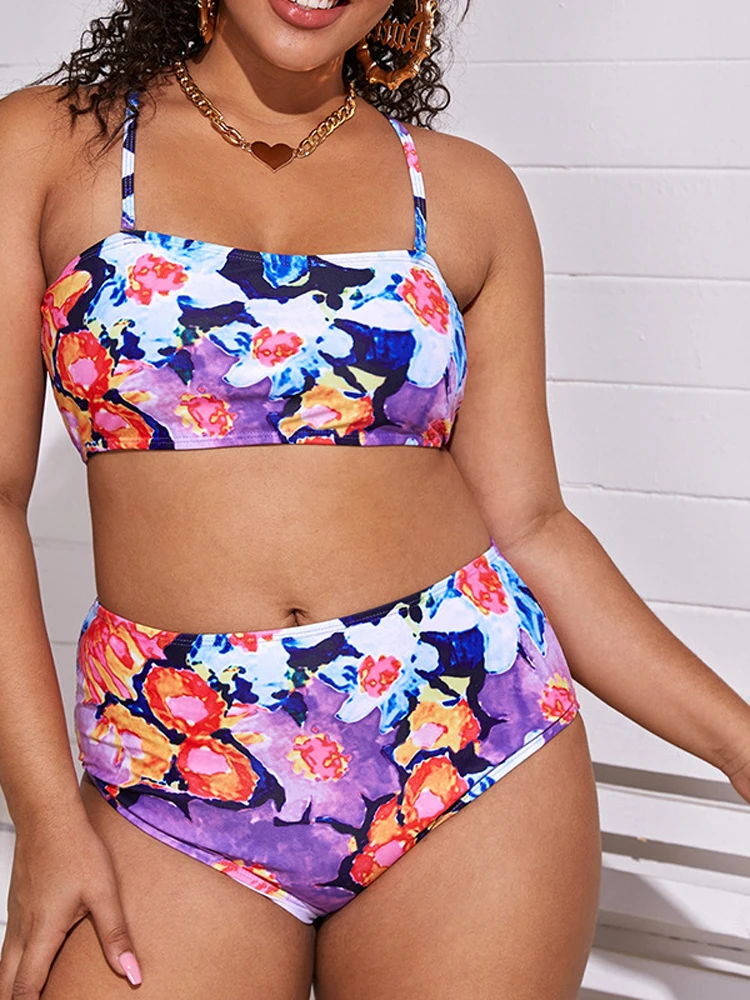 

Hot Sale Sexy Floral Women's High Waist L-5XL Bikini Two Piece Push Up Swimsuit Swimwear Bathsuit