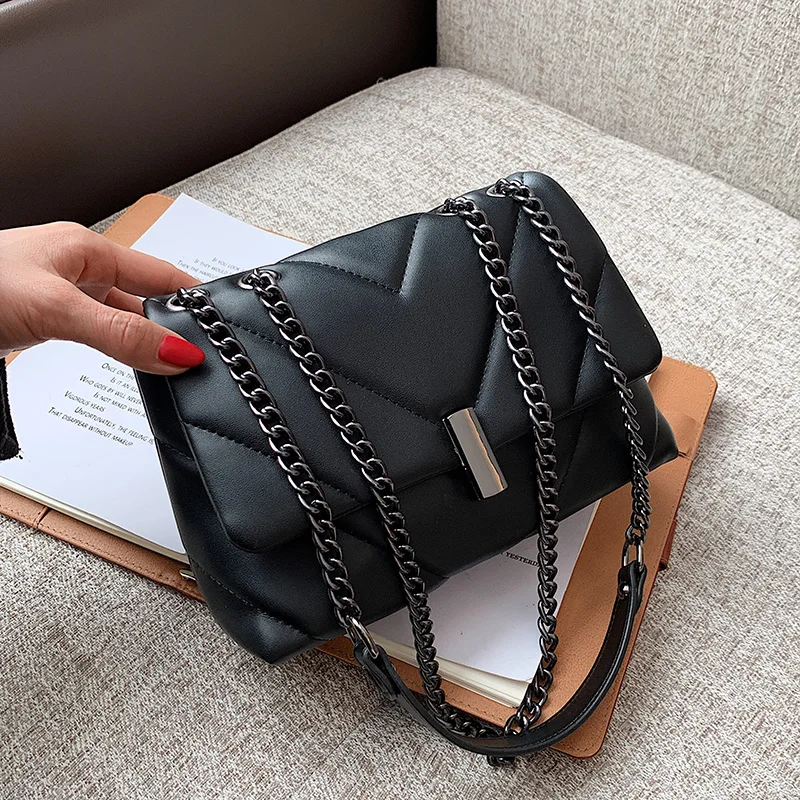 

Small Chain Brand Designer PU Leather Crossbody Bags for Women Simple Shoulder Bag Lady Luxury Small Handbags and Purses