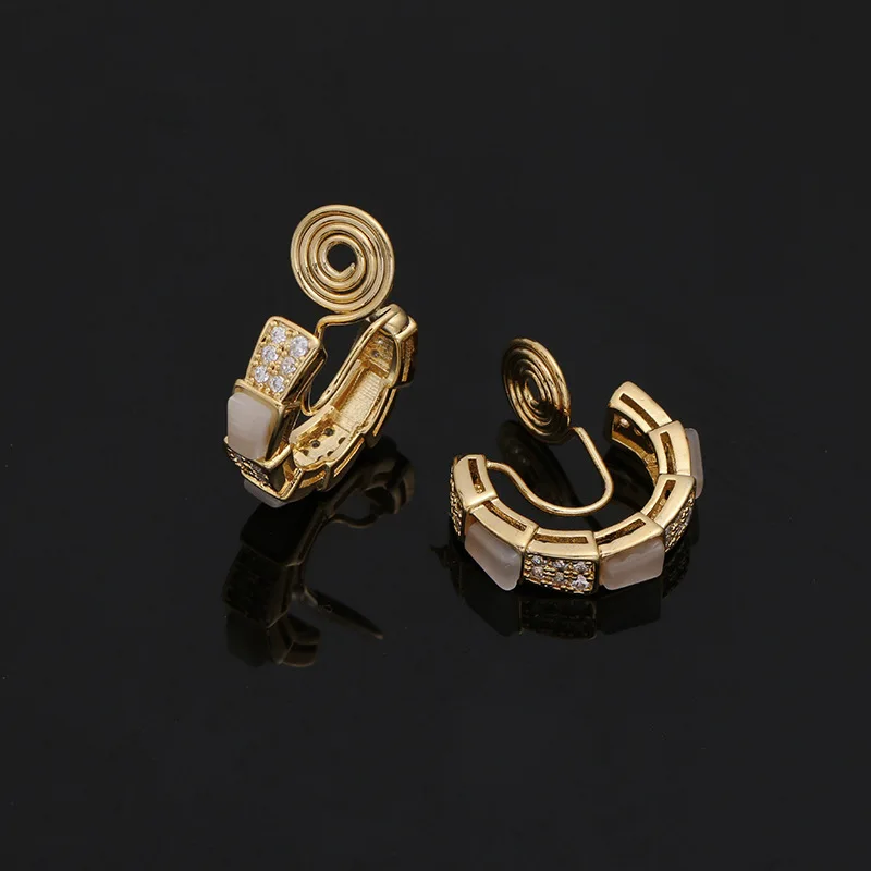 

Retro opal mosquito coil ear clip wild temperament zircon earrings female banquet fashion jewelry gift hot sale