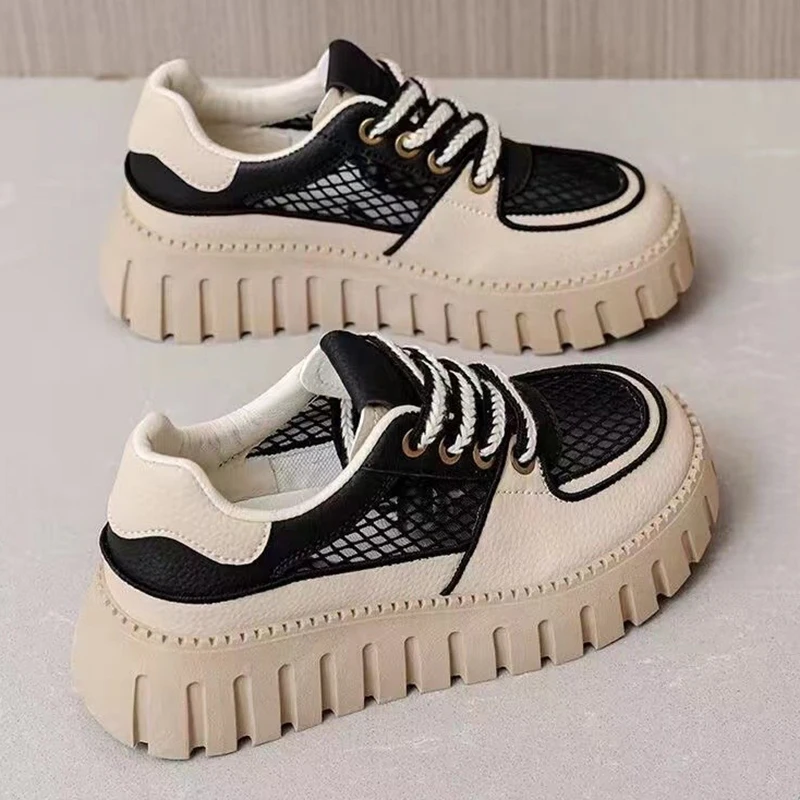 

Женские кроссовки на плоской подошве, сетчатые дышащие кроссовки на платформе, повседневная спортивная обувь для бега, прогулок и походов, лето 2023