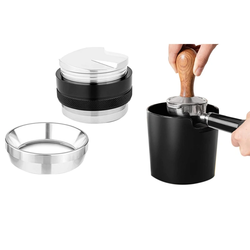 

Coffee Powder Residue Box Deep Bowl Bucket With 51Mm Espresso Tamper And Coffee Distributor And 51Mm Dosing Funnel Set