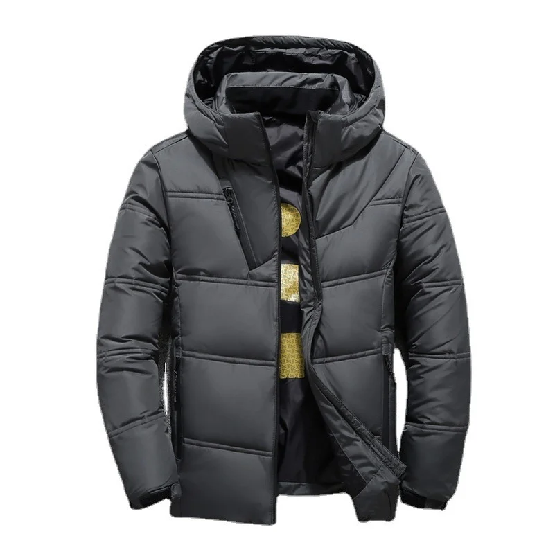 -20 Men's White Duck Down Jacket Warm Hooded Thick Puffer Jacket Coat Male Casual High Quality Overcoat Thermal Winter Parka Men