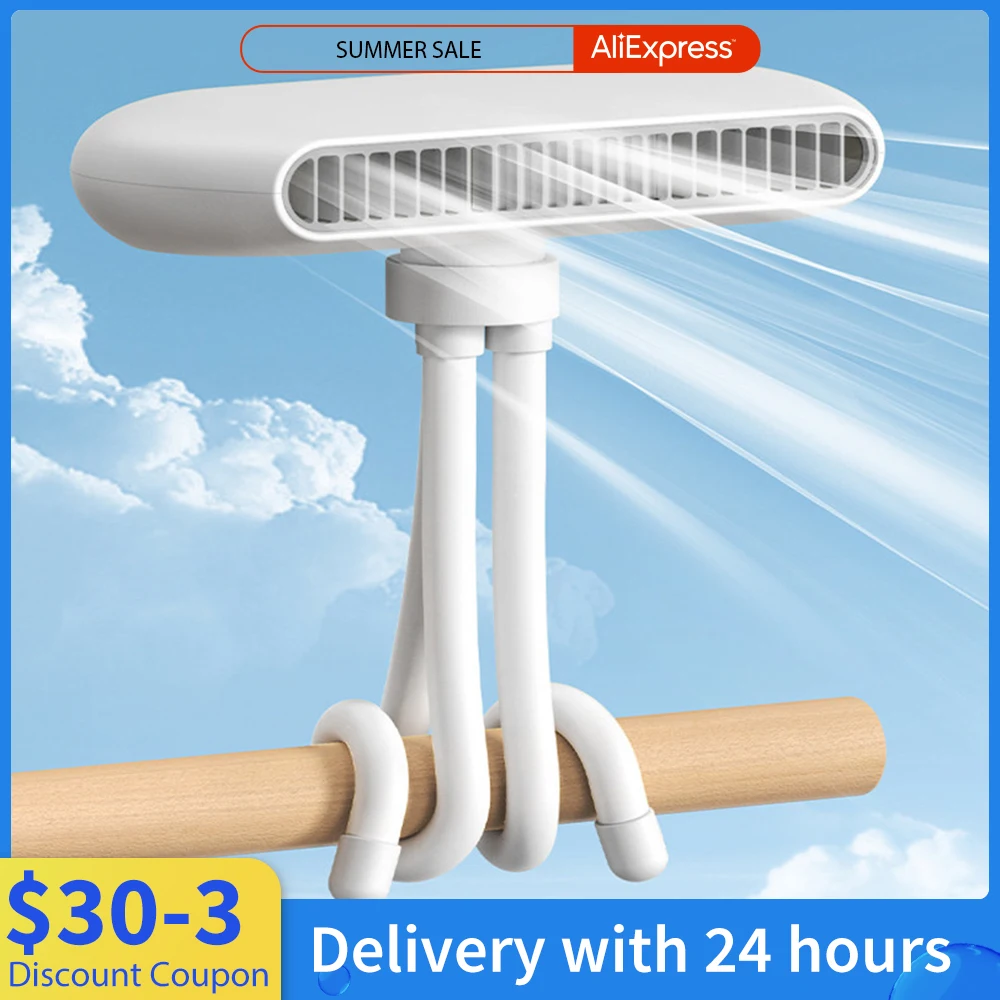 

Stroller Fan Mini USB Bladeless Portable Desk Fan 4 Speeds With Flexible Tripod 360° Adjustable Rechargeable Battery Powered Fan