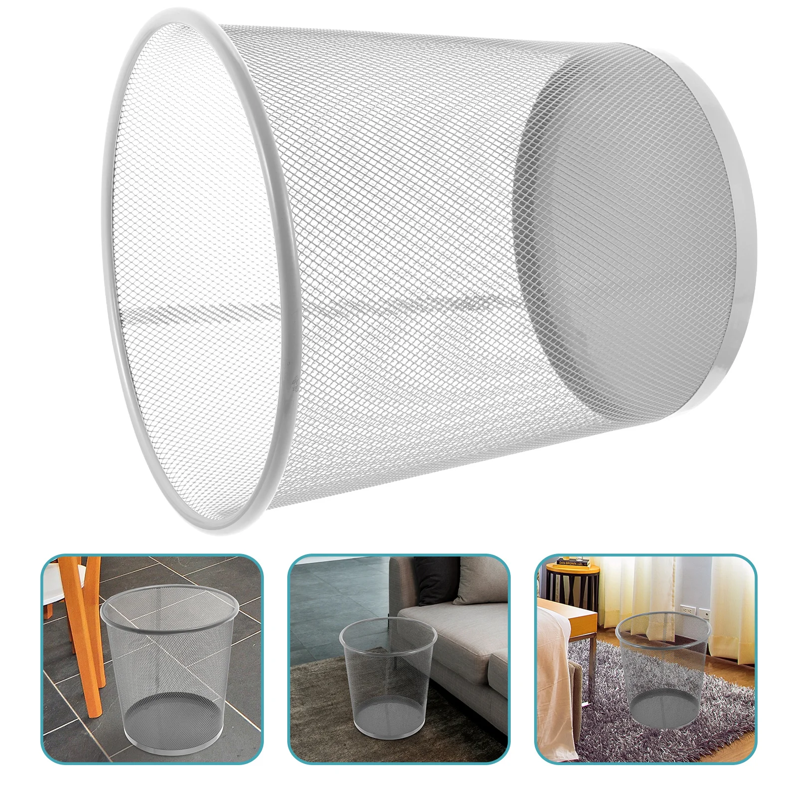 

Trash Can Paper Metal Home Basket Bucket Supplies Wire Thickened Garbage Container Bathroom Storage Household