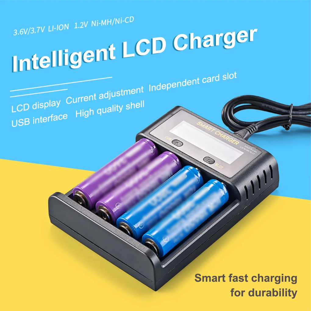 

Battery Charger USB Powered LED Digital Display Batteries Charging Adapter Electronic Portable Charge Device Home