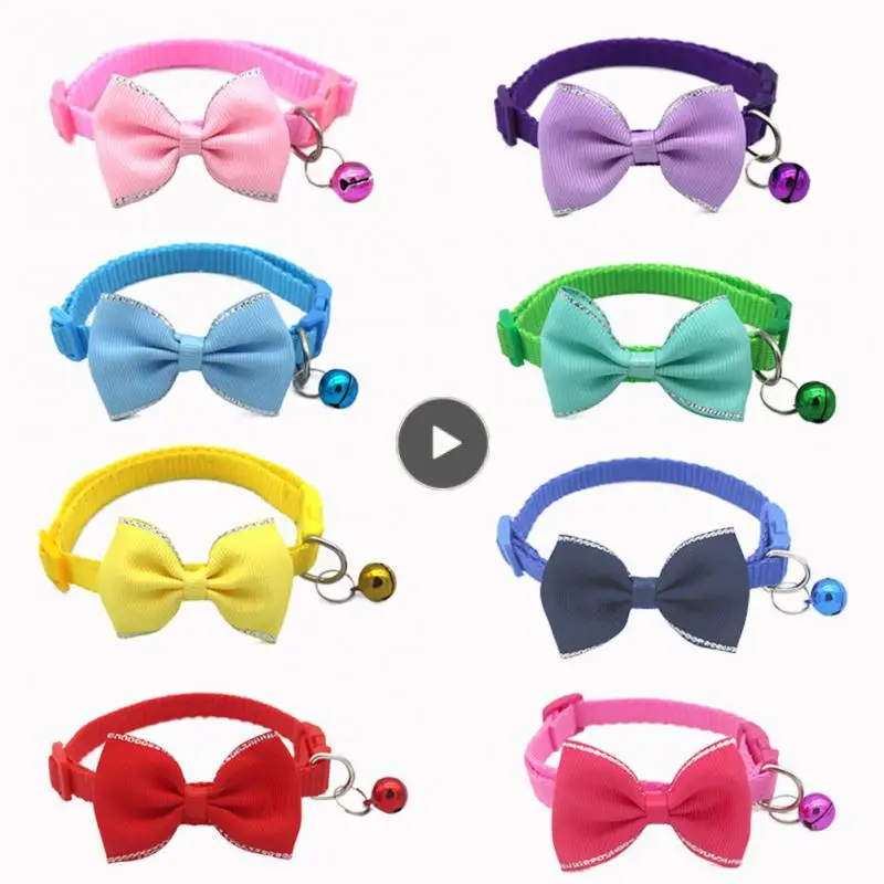 

Decoration Cat Bow Tie Cute Adjustable Cat Pendant Pet Collar With Bell Pet Supplies Cat Collars Multicolor