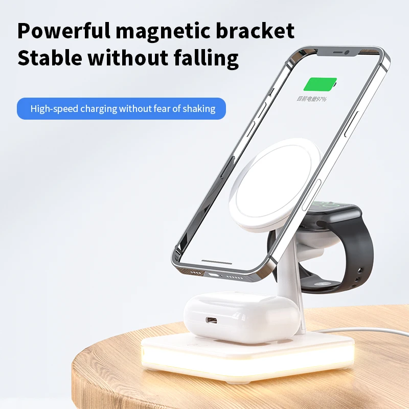 Magnetic Wireless Charger Stand Dock For iPhone 13 12 Pro Max Mini Apple iWatch 7 Airpods PD QC3.0 USB Fast Charging Station